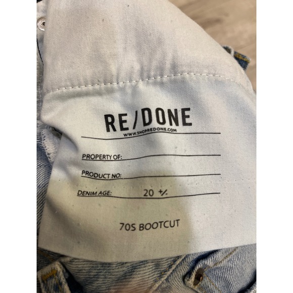 RE/DONE Originals High Rise Straight Leg Jeans Light Wash Distressed Blue Sz 27 - Picture 11 of 12